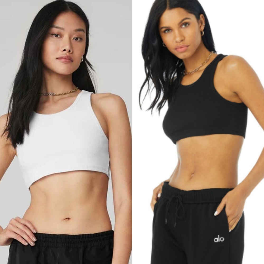 Alo Yoga - Ribbed Vibe Tank - BUNDLE - white & black